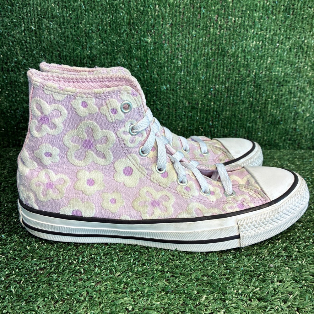 Converse Chuck Taylor All Star Floral Chenille High Top Sneakers Purple Kids 5.5